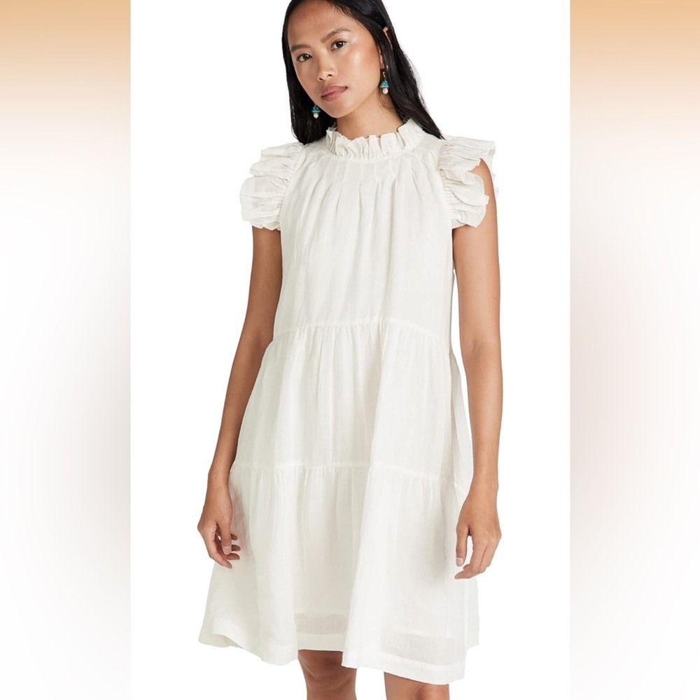 Sea New York Tier Waverly Flutter Sleeve Dress in White (23)